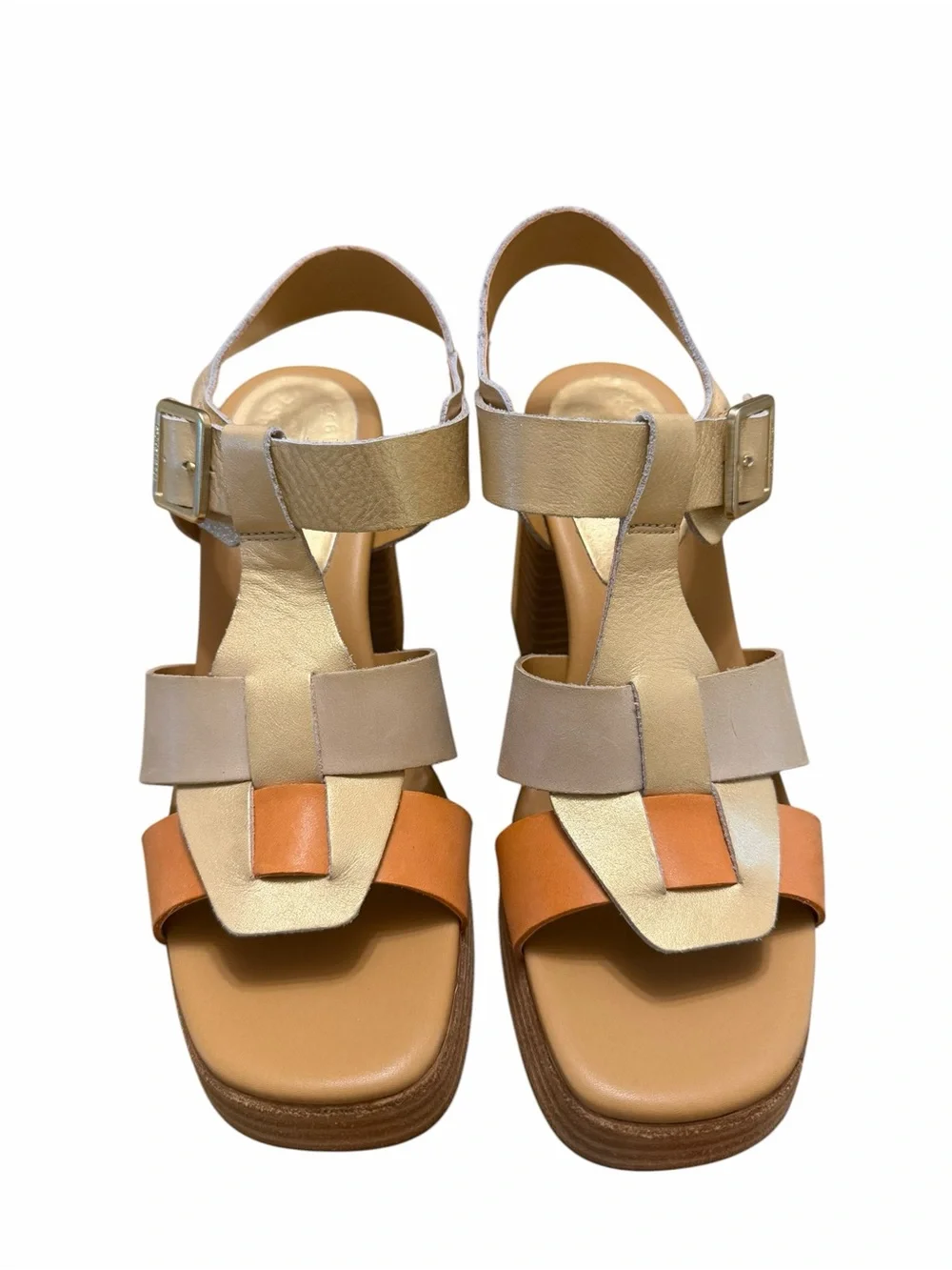 Kork-Ease Women's Multitone Platform Sandals — Beige & Orange